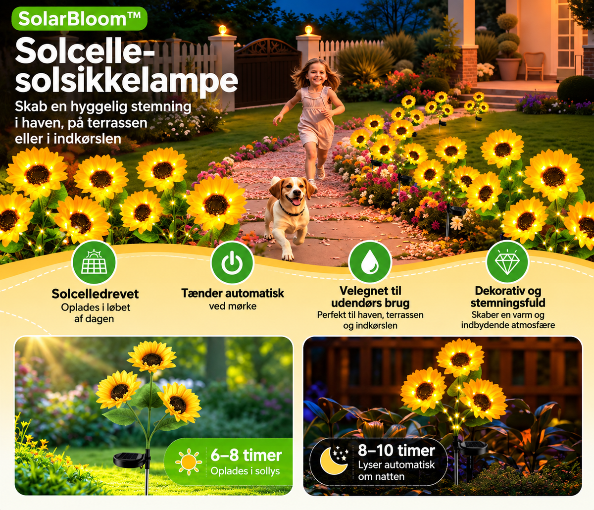 SolarBloom™ solcelle-solsikkelampe