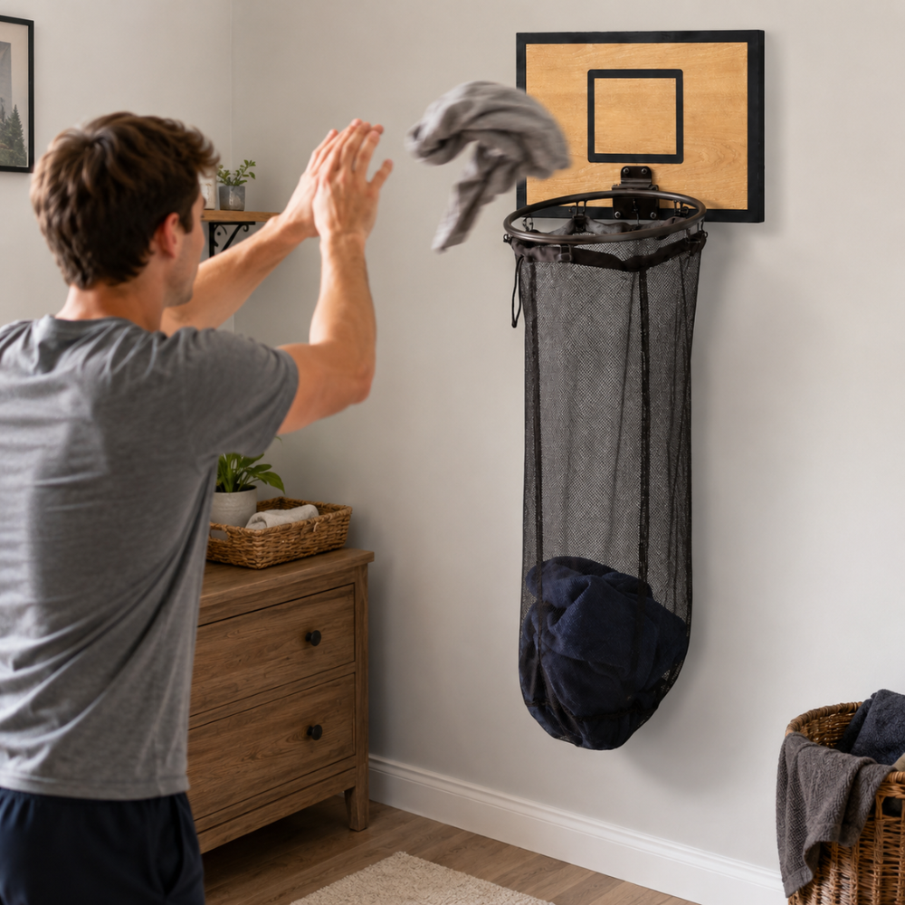 HoopBasket™ vasketøjskurv med basketballkurv