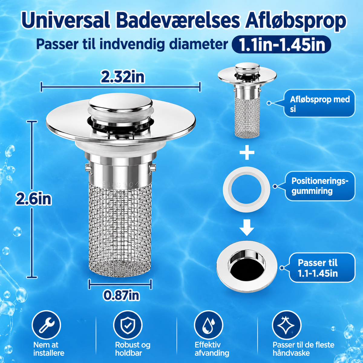 PureDrain™ Rustfrit Stål Afløbsfilter (2 Stk)