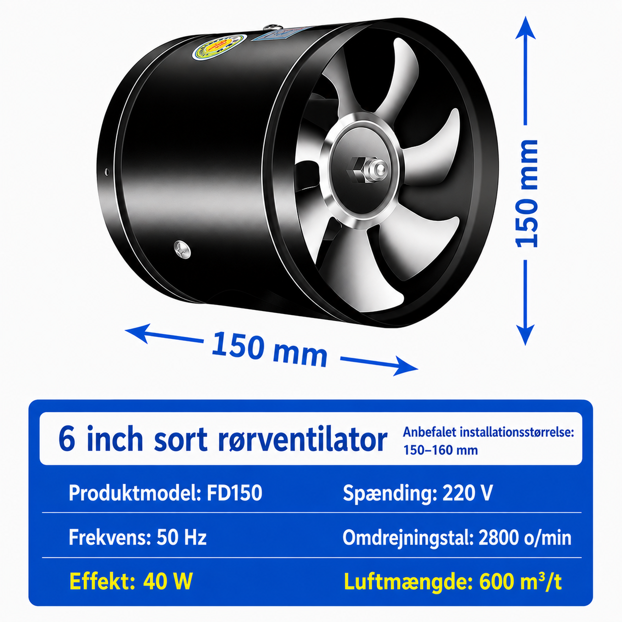 NordVent™ - Kraftig 360° Udsugningsventilator