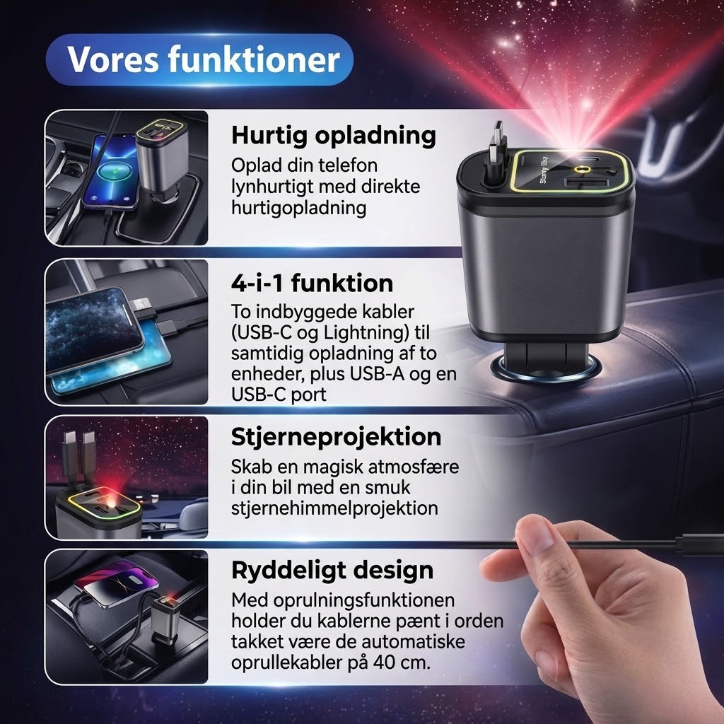 AutoCharge™ 4-i-1 Hurtigoplader