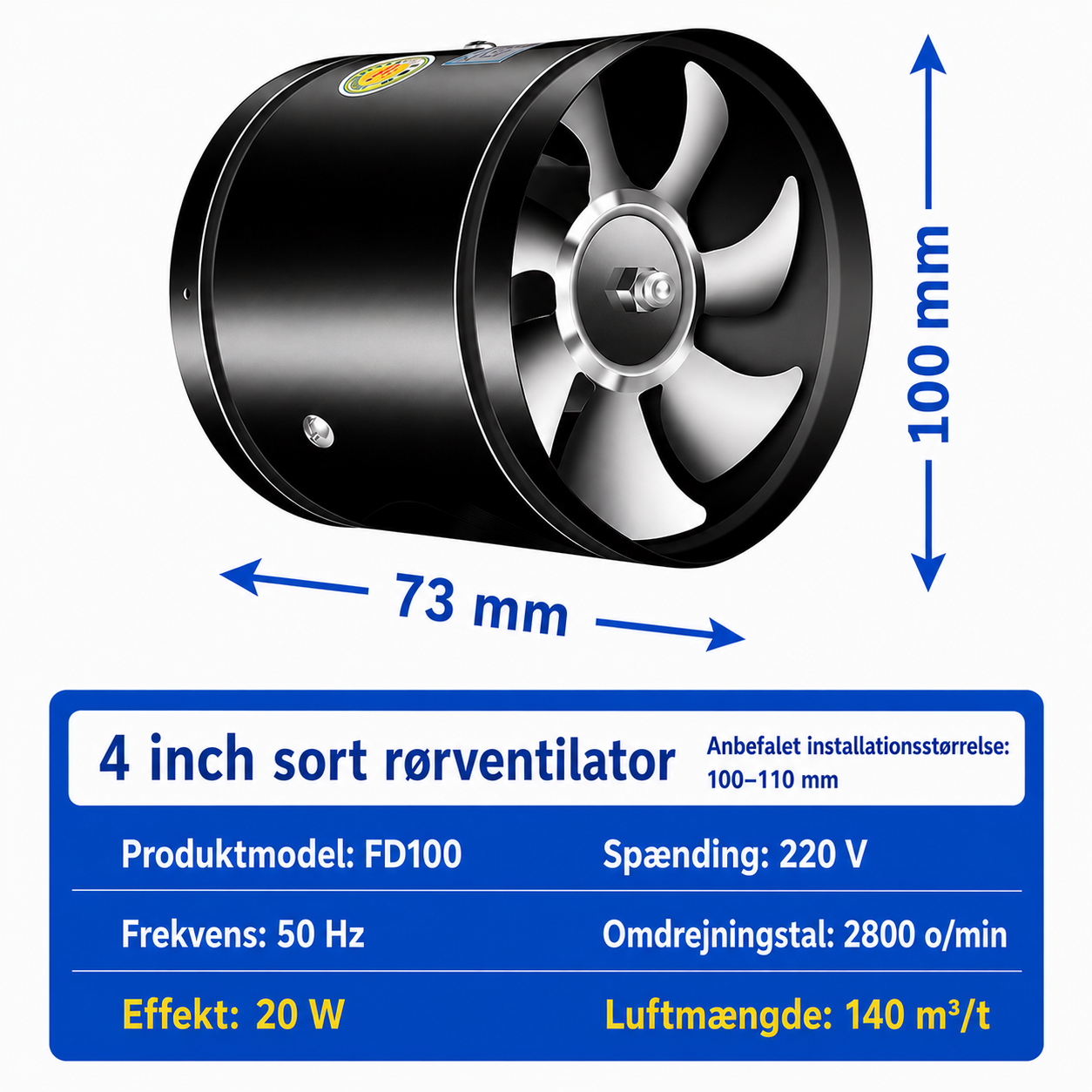 NordVent™ - Kraftig 360° Udsugningsventilator