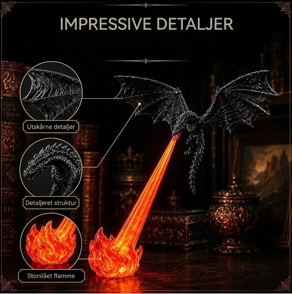 DragonFlame™ LED dragefigur
