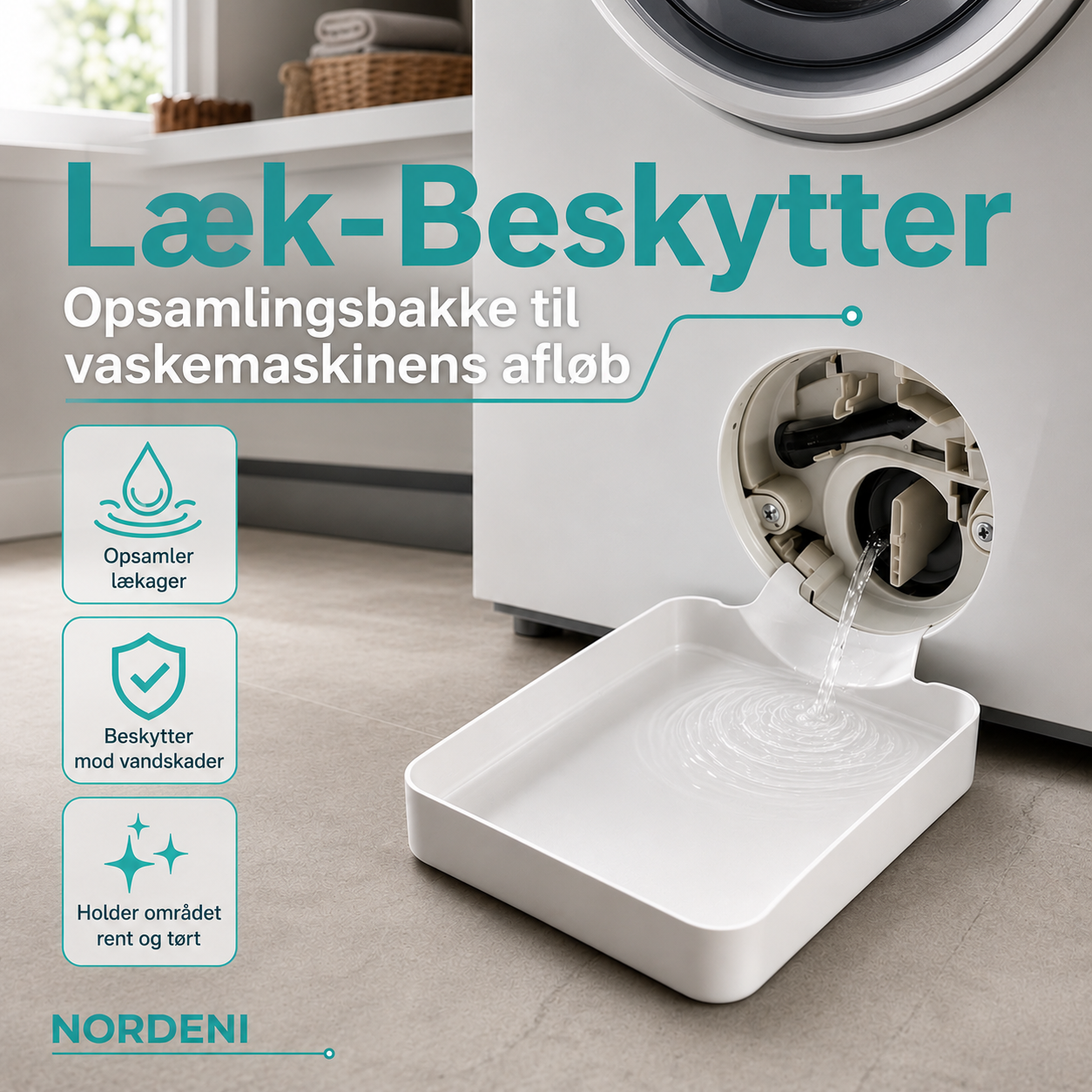 DryGuard™ Opsamlingsbakke til Vaskemaskinens Afløb
