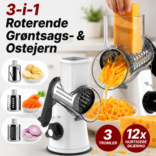 3-i-1 Roterende Grøntsags- & Ostejern