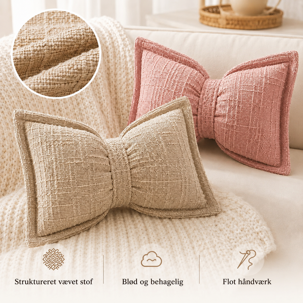 BowLuxe™ Sløjfepude i chenille