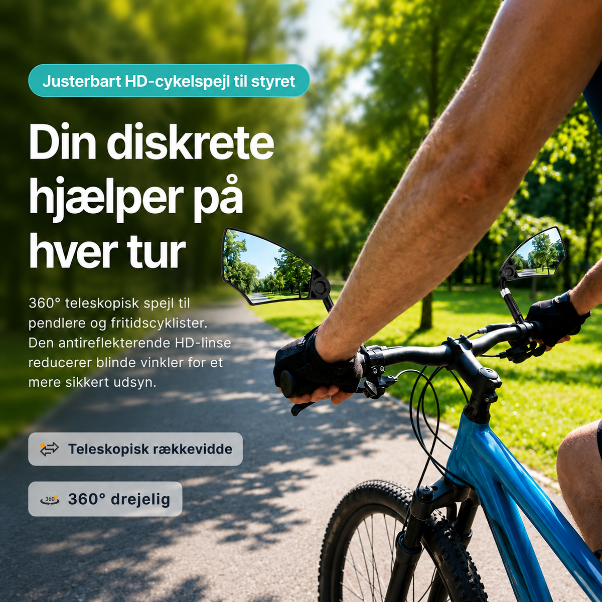 Justerbart HD-cykelspejl