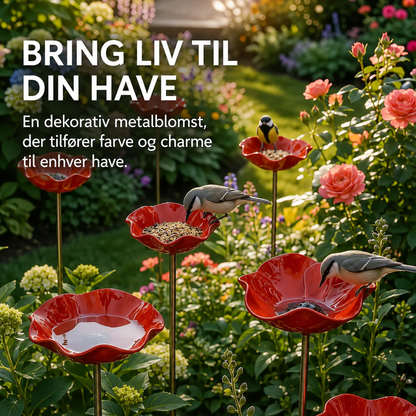 HaveLiv™ 2-i-1 Metalblomst & Fuglebad