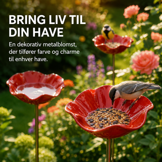 HaveLiv™ 2-i-1 Metalblomst & Fuglebad