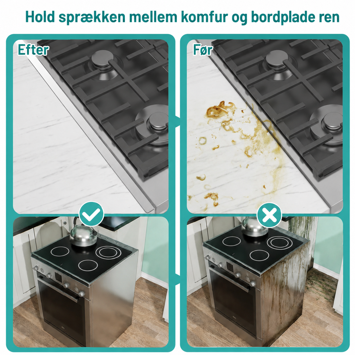 KomfurTæt™ Justerbar fugeafdækning til komfuret (2 Stk)