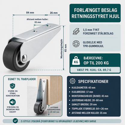 GlideRoll™ | Hjul til Møbler og Porte (4 stykker)