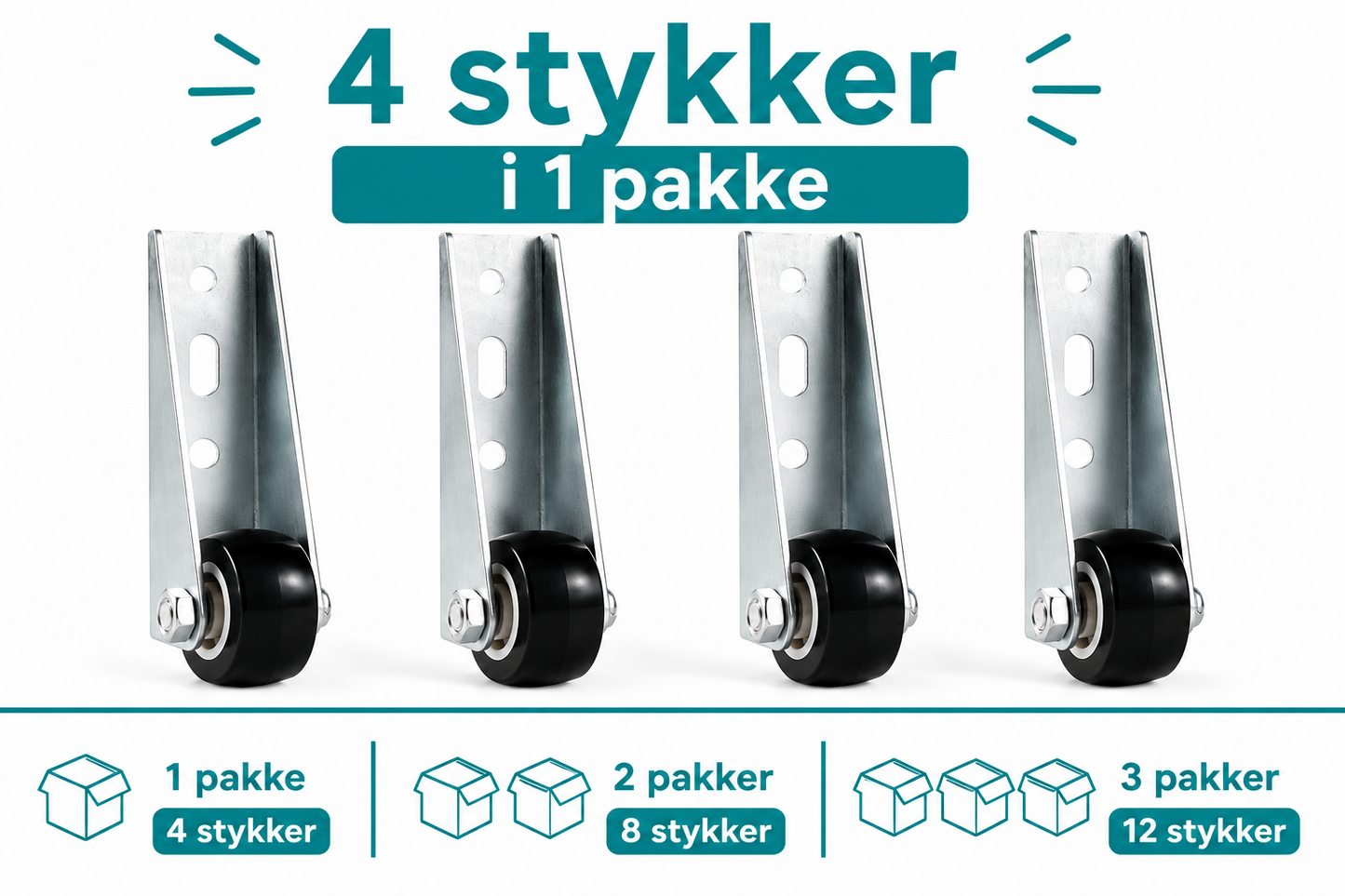 GlideRoll™ | Hjul til Møbler og Porte (4 stykker)