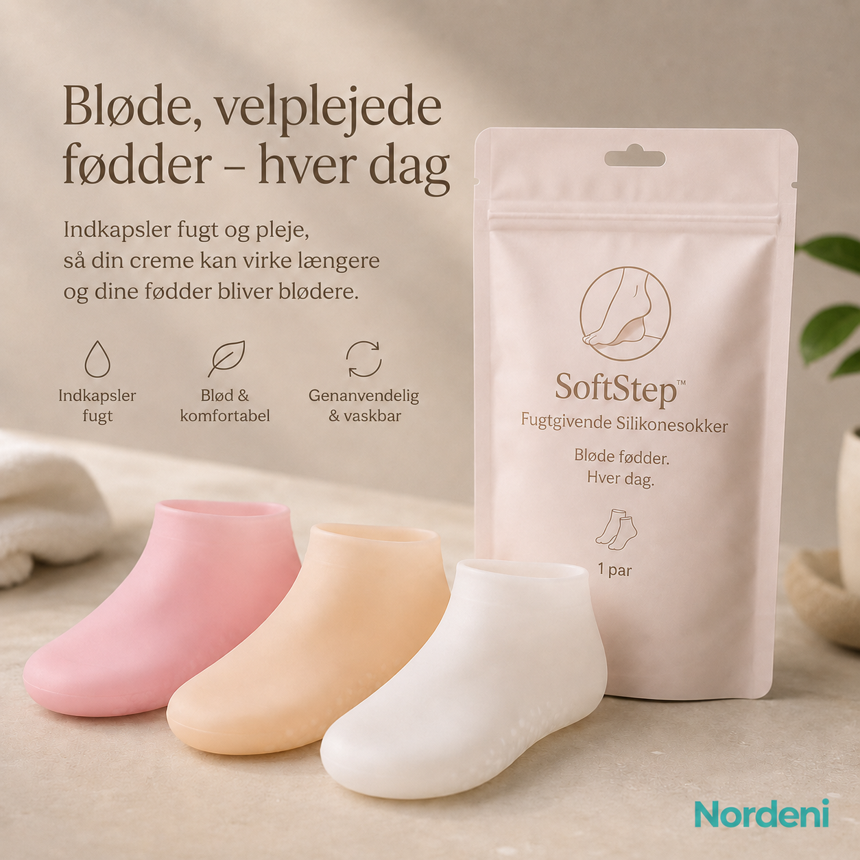 SoftStep™ Fugtgivende Silikonesokker (1 par + 1 par GRATIS)