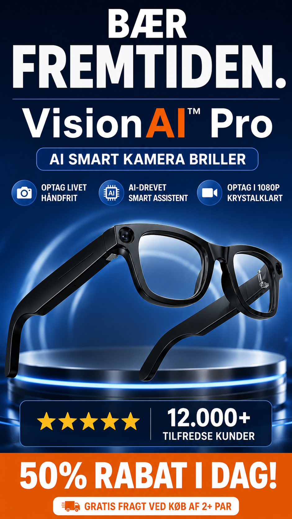 VisionAI™ Pro AI-smartbrillerne med kamera