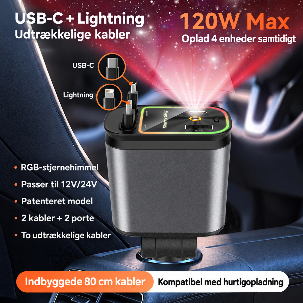AutoCharge™ 4-i-1 Hurtigoplader