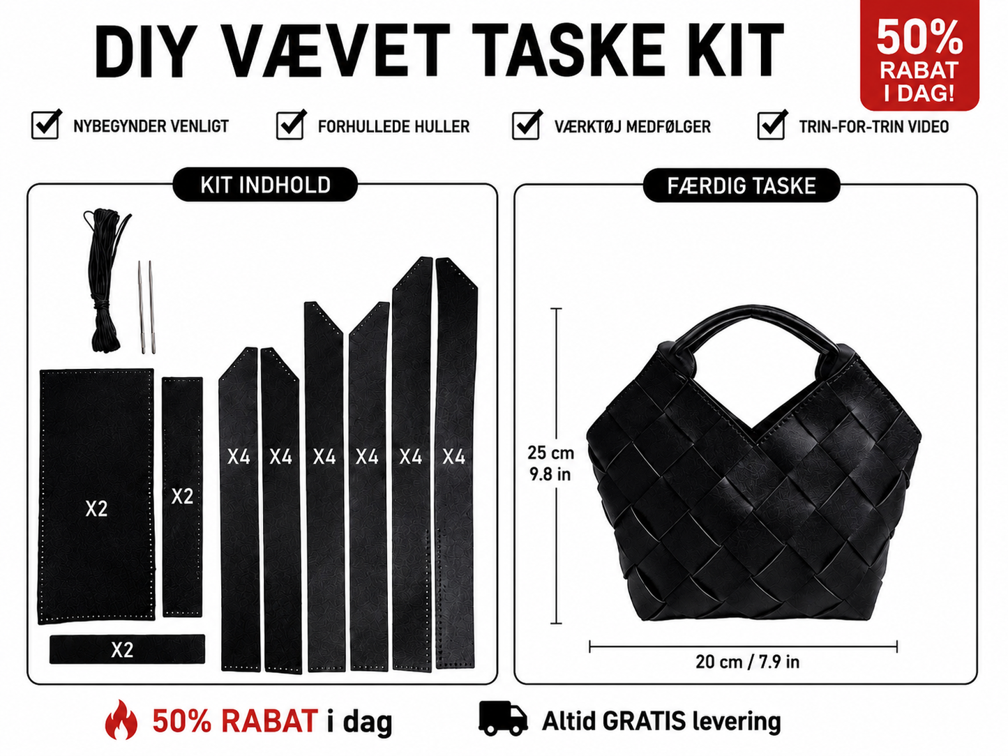 FletteLyst™ DIY-sæt til flettetaske