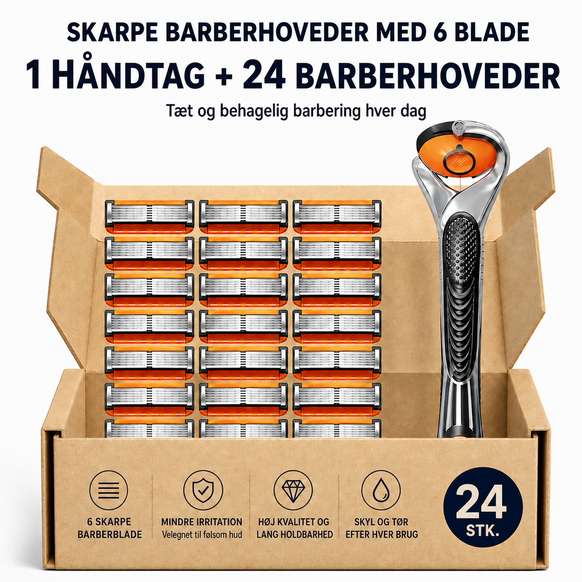 UltraSharp™ 24 Barberhoveder + Gratis Håndtag