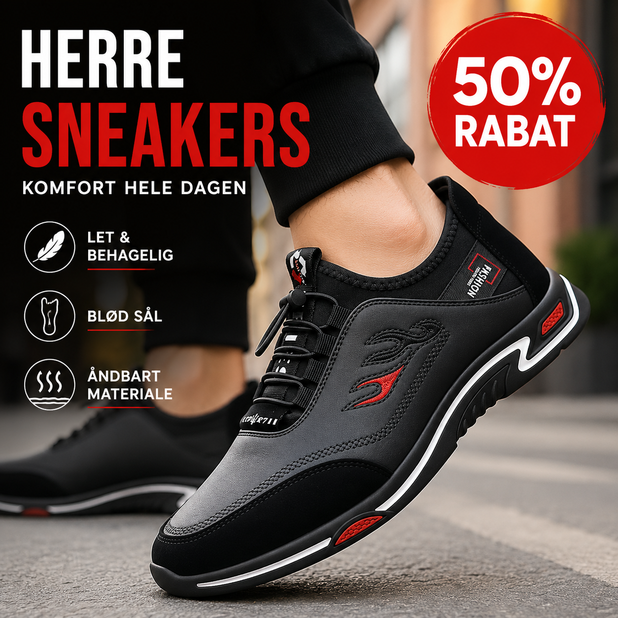 Letvægts Slip-On Sko til Mænd