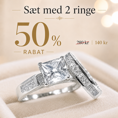 Eloria™ 2-Delt Ring Sæt med Prinsesseslebne Ste