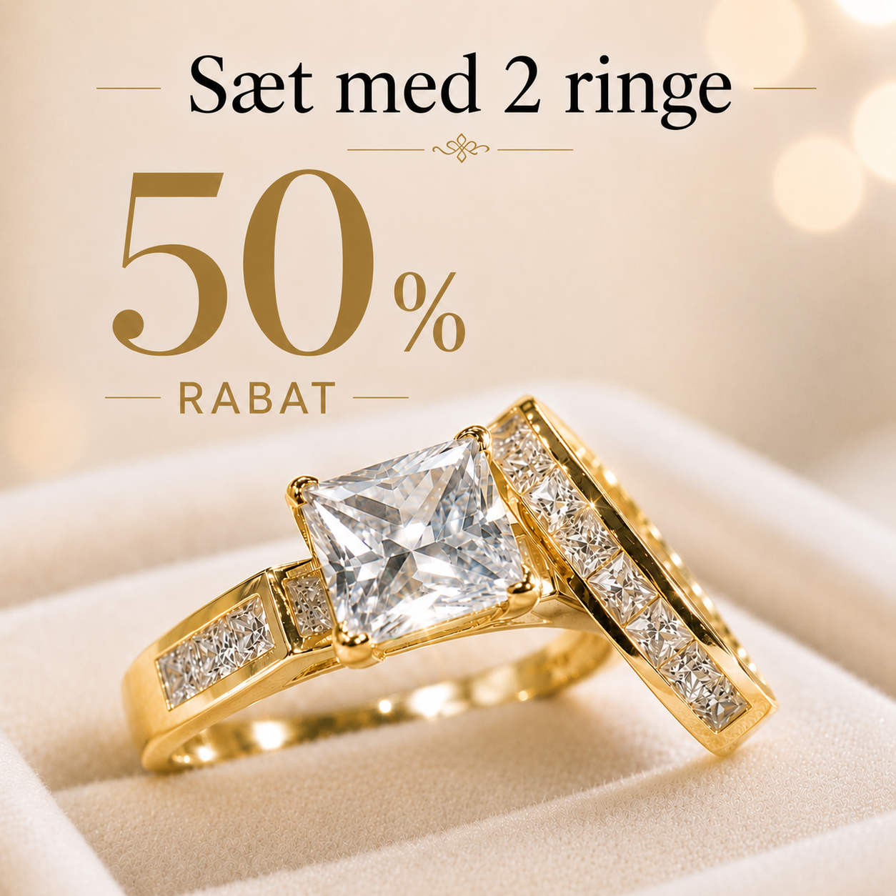 Eloria™ 2-Delt Ring Sæt med Prinsesseslebne Ste