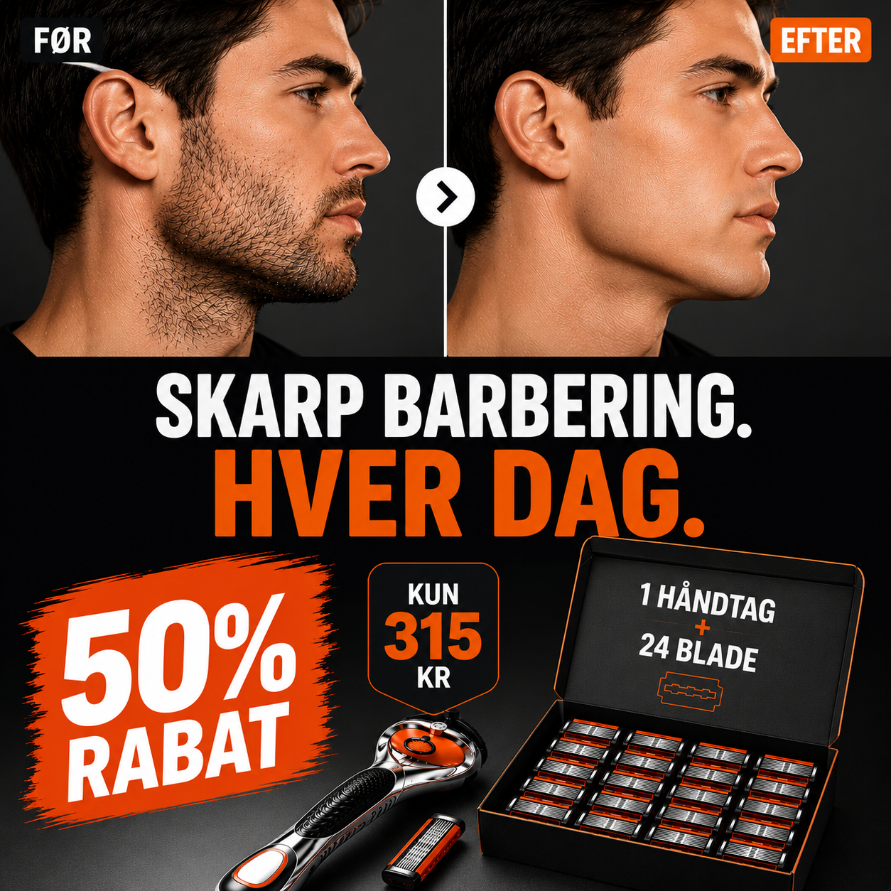 UltraSharp™ 24 Barberhoveder + Gratis Håndtag