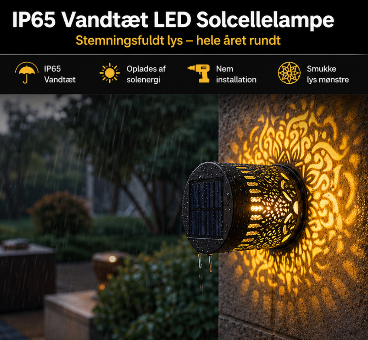 NordGlow™ | Soldrevet Mandala Havelampe
