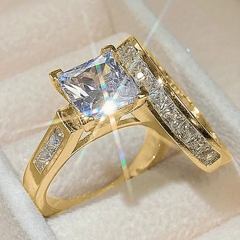Eloria™ 2-Delt Ring Sæt med Prinsesseslebne Ste