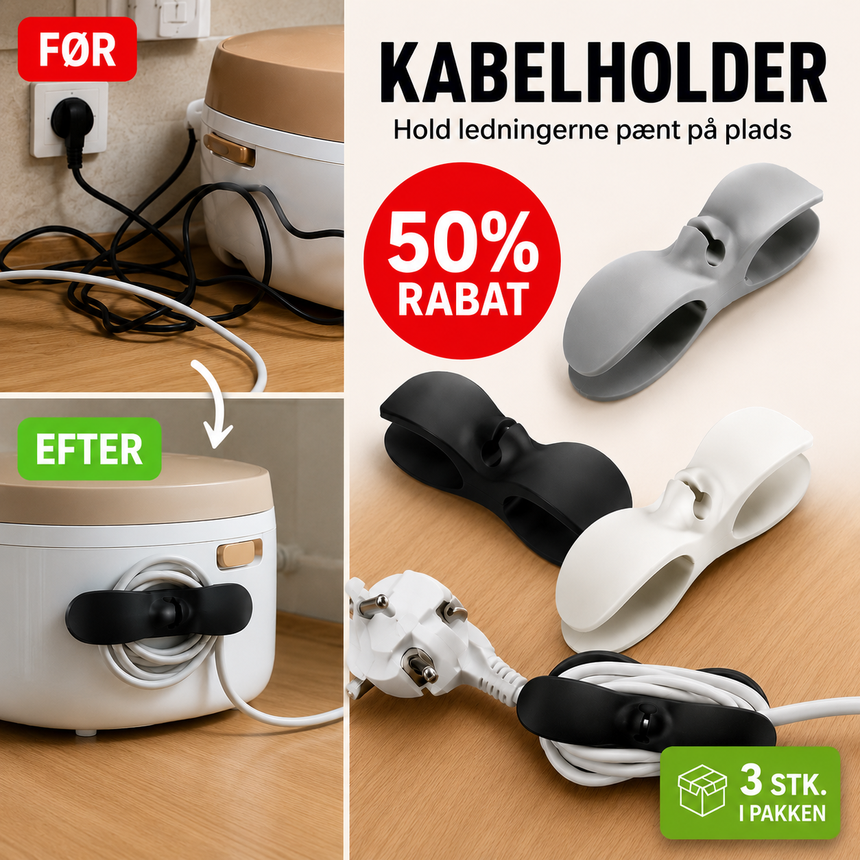 CableWrap™ – Kabelorganisator til apparater (3 stk)