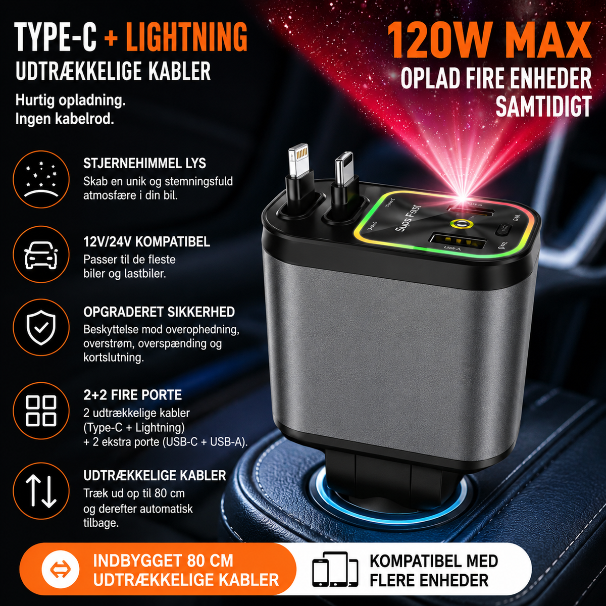 AutoCharge™ 4-i-1 Hurtigoplader